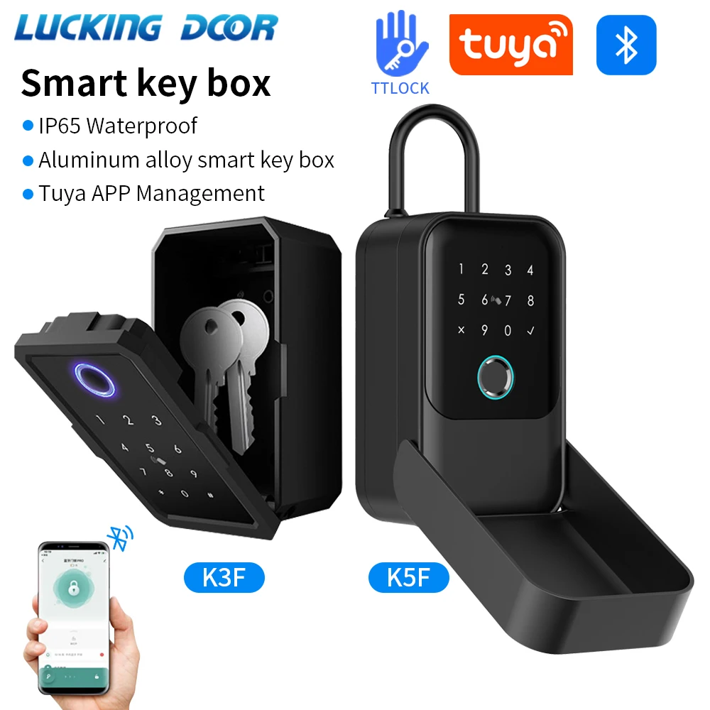 Tuya Smart Life App o aplicación TTLock, caja de seguridad con llave impermeable para exteriores, cerradura de almacenamiento con contraseña y huella dactilar, caja antirrobo