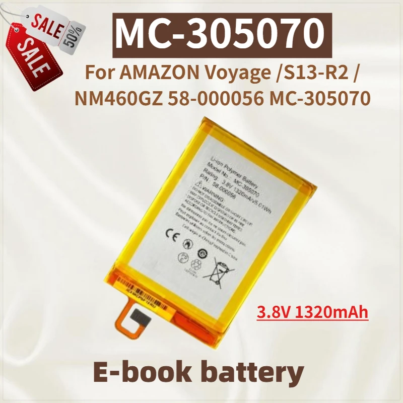 Batería de libro electrónico MC-305070 de alta capacidad 3,8 V 1320mAh para AMAZON Voyage /S13-R2 / NM460GZ 58-000056 MC-305070 batería de repuesto