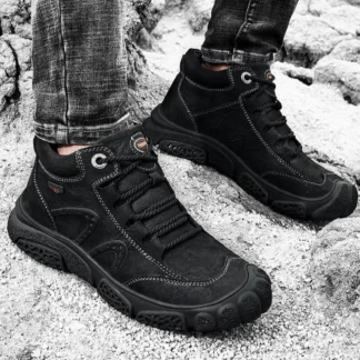 Botas clásicas Retro para hombre, botines de negocios de cuero genuino para exteriores, botas informales hechas a mano, botas de nieve de felpa de piel para invierno