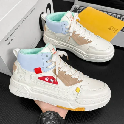 2025 nuevas zapatillas altas de otoño-zapatos casuales versátiles de estilo coreano antideslizantes y resistentes al desgaste para estudiantes