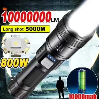 Potentes linternas Led P70 de 5000LM, luz táctica recargable por USB, focos de emergencia, luz con Zoom telescópico, batería integrada