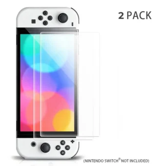 DATA FROG 2PCS Protector de pantalla de vidrio templado Compatible con interruptor OLED 9H HD Película de vidrio transparente para interruptor OLED