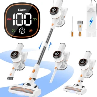 Aspiradora inalámbrica, succión de 40000 Pa, pantalla táctil LED, base de pared, antienredos, liviana para pelo y suelos de mascotas