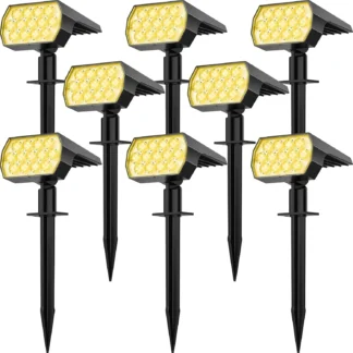 Paquete de 8 focos solares de 65 LED para exteriores, impermeables IP65, 3 modos de iluminación de paisaje de jardín para camino de patio