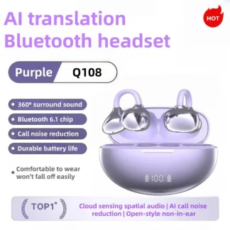 Auriculares inalámbricos Q108 con traducción AI, Bluetooth 6,0, batería de Ultra larga duración, estéreo, reducción de ruido, graves, HIFI, táctiles