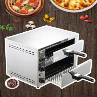 Horno eléctrico para hornear de escritorio, 220v, FP-03A, doble capa, máquina completa de acero inoxidable, rollo de pollo de 12 pulgadas, máquina para hamburguesas y pan