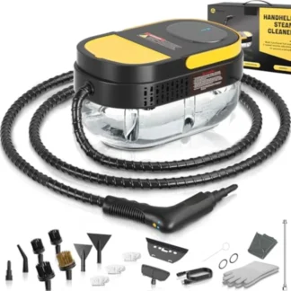 Limpiador a Vapor Gautye con Mango Ajustable de 3 Niveles, Calentamiento en 15s, Tanque de 1.69 Cuartos, Vaporizador Portátil para Limpieza con 15 Accesorios