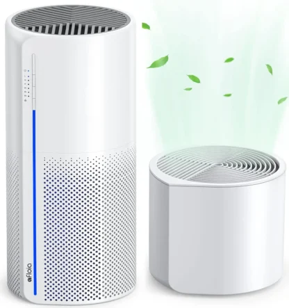 Purificador de Aire y Humidificador 2 en 1, Filtración de 3 Etapas para Alergias, Mascotas, Fumadores, Funcionamiento Silencioso con Apagado Automático