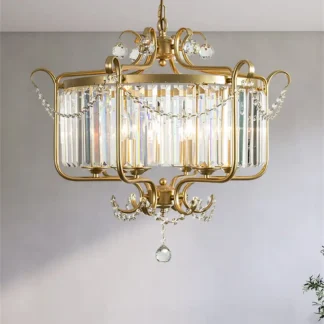 Luces colgantes doradas con borlas de cristal americano, lámpara de cristal de lujo para sala de estar, comedor, decoración de estudio, luces colgantes para dormitorio