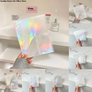 Carpeta para sesión fotográfica de página interior, fundas Kpop con múltiples bolsillos, página de álbum de fotos, libro Protector de tarjetas fotográficas Idol, 1/4 rejillas, 3/6 agujeros, 10 Uds.