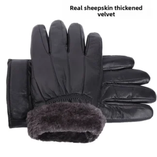 Guantes de cuero para hombre y mujer, guantes de algodón finos y gruesos cálidos con forro polar para motociclismo, Otoño Invierno, venta al por mayor