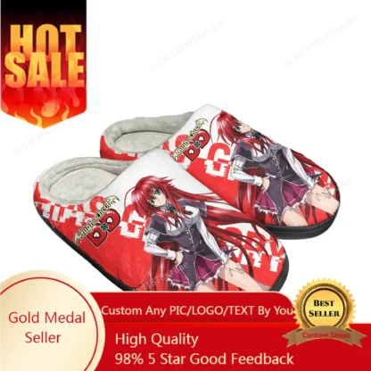 Zapatillas de algodón para el hogar de Anime High School DxD, Aldult Rias Gremory, dormitorio de felpa, zapato informal para mantener el calor, zapatilla térmica personalizada para interiores