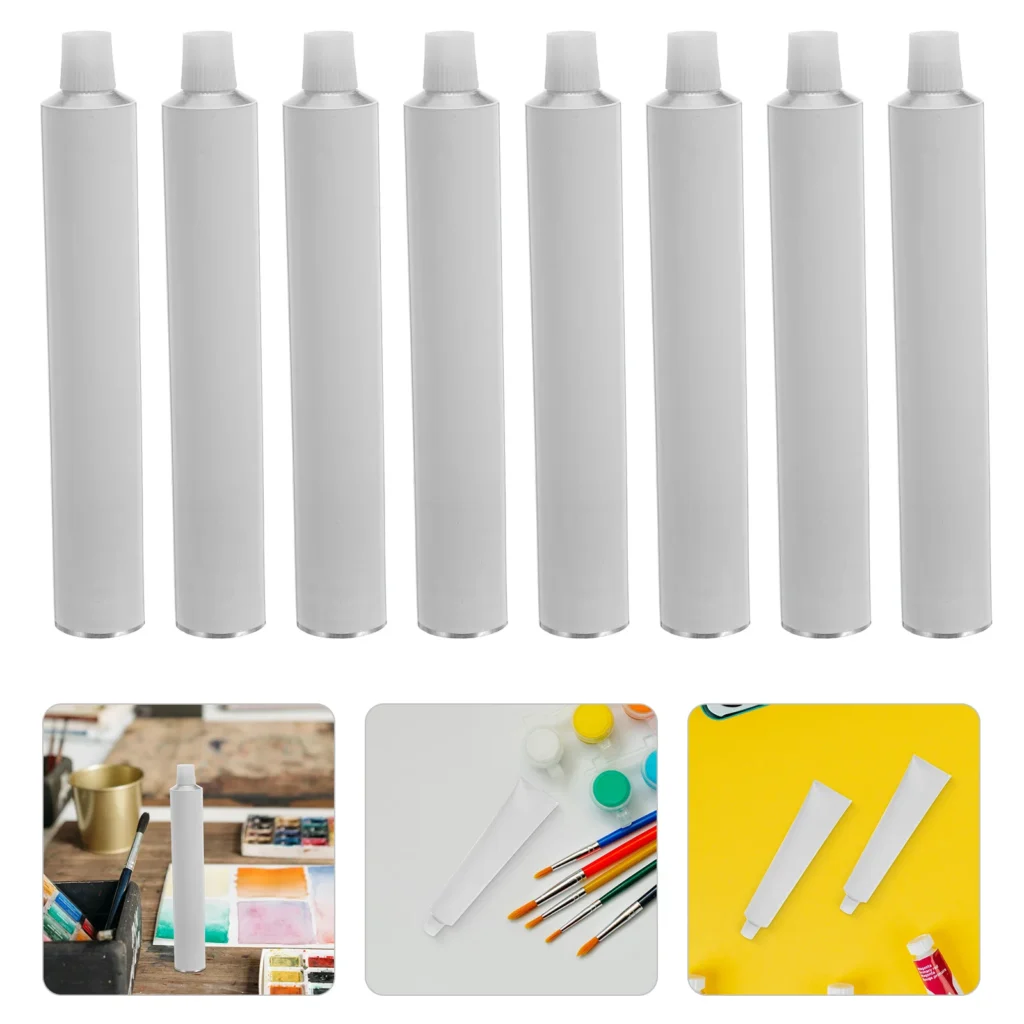 10 Tubos de Pintura de Aluminio Vacíos Recargables de 40 ml, Contenedores de Almacenamiento para Óleo, Acrílico, Acuarela, Gouache, a Prueba de Fugas, Portátiles para Artistas