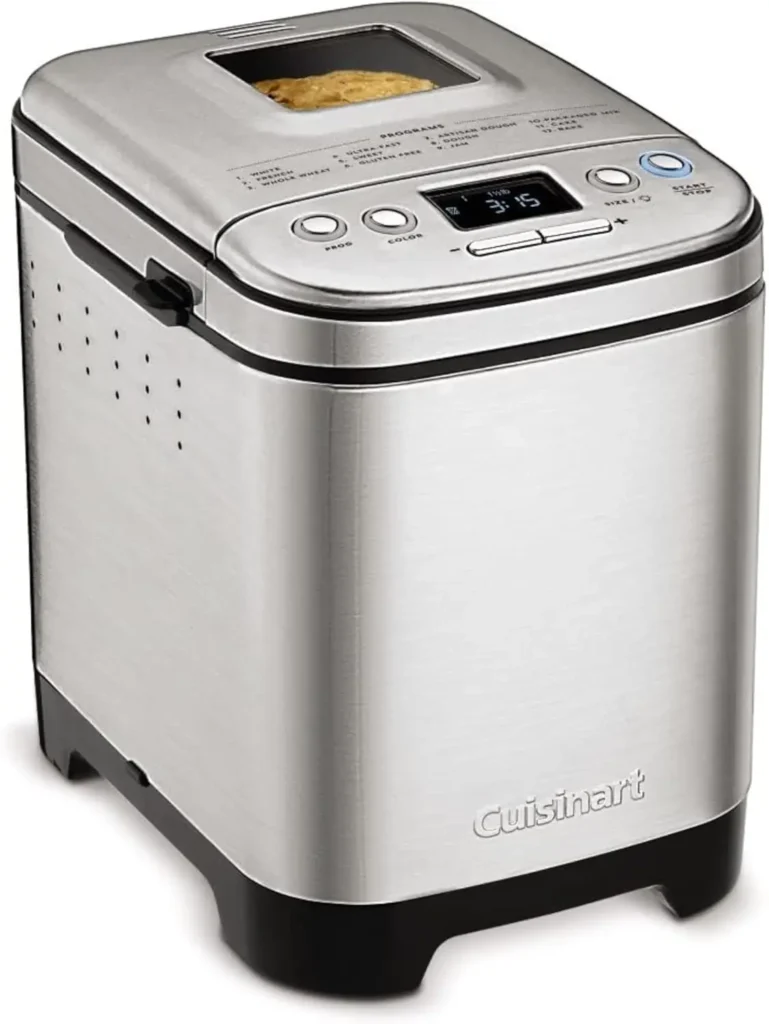 Máquina de pan automática con 12 menús, 3 tamaños de pan de hasta 2 libras, acero inoxidable, sartén antiadherente extraíble