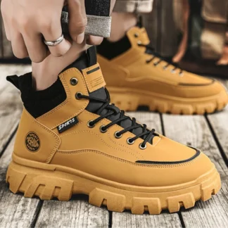 Botines para hombre, zapatos informales a la moda para hombre, zapatillas antideslizantes para caminar, botas de plataforma resistentes para hombre, zapatos de tabla alta para exteriores