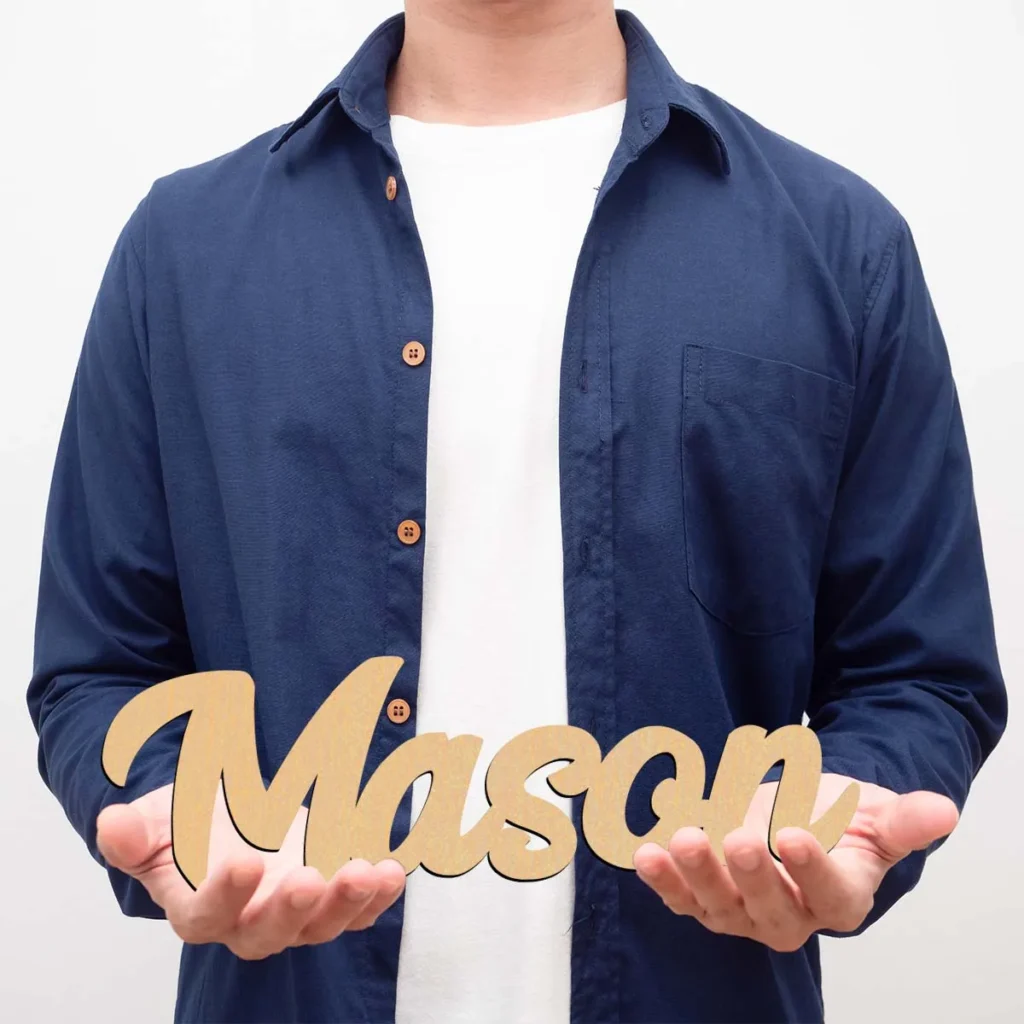 Ejemplo de Mason divertido, texto personalizado, letrero cortado con láser, decoración de madera, placa de madera sin terminar para pintar o brillantes, 1 ud.