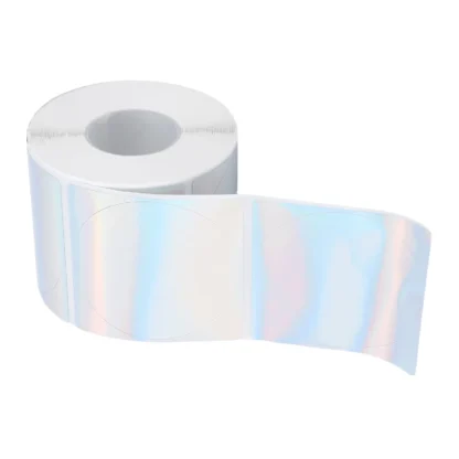 1 Rollo de 400 Etiquetas Holográficas Redondas de 2 Pulgadas, Pegatinas Autoadhesivas para Impresora, Papel Térmico Directo para Manualidades y Decoraciones
