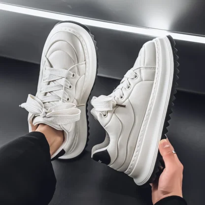 Zapatos informales para Hombre, Zapatos blancos De cuero, zapatillas cómodas vulcanizadas, calzado deportivo para Hombre, Zapatos De Hombre