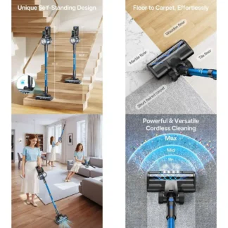 Aspiradora Inalámbrica Multifuncional: 3 Modos, 45 Minutos de Autonomía, Autoportante, Ideal para el Hogar, Mascotas y Automóviles