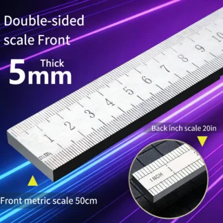 Regla de Acero Inoxidable de 5 mm de Grosor | Herramienta de Medición y Seguridad para Automóviles con Cristal Templado | Báscula Multiusos de Alta Resistencia