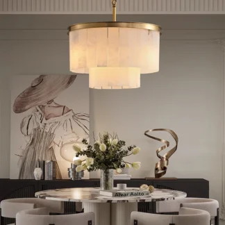 Lámpara colgante de latón y mármol de alabastro grande para sala de estar de lujo, lámpara colgante de diseño para cocina y comedor, candelabro de techos altos
