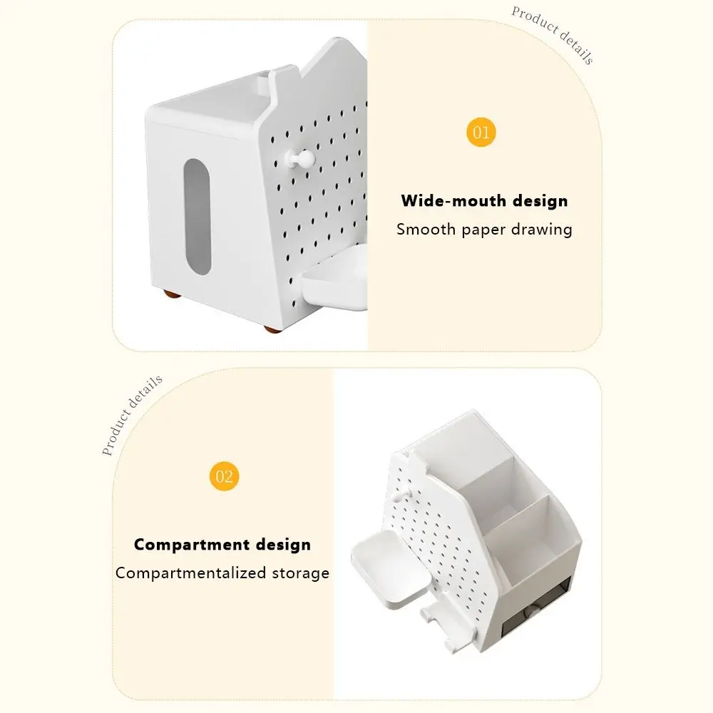 Organizador de escritorio con forma de casa, tablero perforado, estuche de almacenamiento de cosméticos para el hogar, organizador de papelería multifuncional