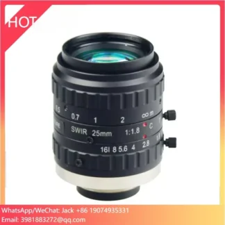 Lente Cctv de montaje c de baja distorsión, 1 pulgada, F1.8, Iris Manual, 25mm, longitud de onda corta, IR Swir, para cámara de sistema de visión Industrial