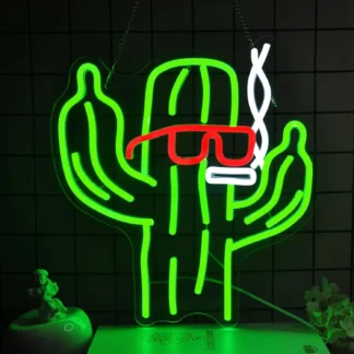 Letreros de neón de Cactus para decoración artística de pared, 5/12V, USB, con interruptor regulable, letreros iluminados para tienda, cumpleaños, bar, fiesta, Club, regalo