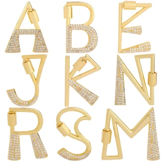 Juya 18K chapado en oro 26 letras del alfabeto colgante sujetadores perno mosquetón cierres para DIY mujeres cadenas de malla nombre fabricación de joyas