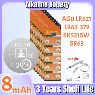 6-100 Uds AG0 LR521 379 179 pilas de botón SR521SW 379A D379 SR63 pilas alcalinas de botón para reloj de juguete