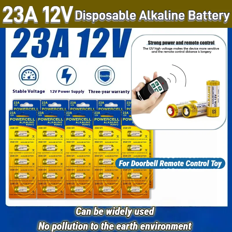 Nueva batería alcalina de 12V A23 23A, paquete de 2 para timbre, Control remoto, juguetes eléctricos MN21 LRV08 A23S E23A EL12, potencia duradera