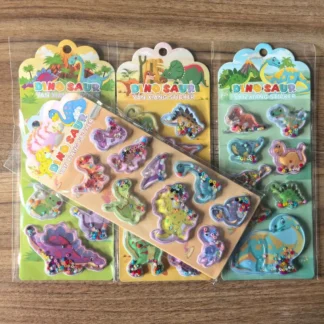 Paquete de 4 pegatinas de coctelera de dinosaurios, calcomanías interactivas brillantes de decoración de dinosaurio para cuadernos para niños, manualidades DIY, LanLanStickersWorld Store