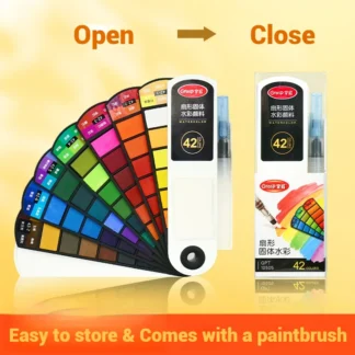 Juego de pigmentos de acuarela sólidos 18/24/42/60, Color acuático de viaje plegable con pincel de agua, herramienta de pintura en forma de abanico específica para el arte