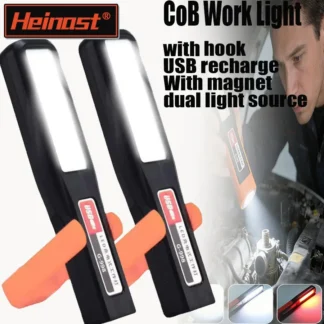 Luz de trabajo LED COB superbrillante con imán/gancho, lámpara mecánica para garaje de coche, linterna recargable, luz de emergencia, luz de advertencia