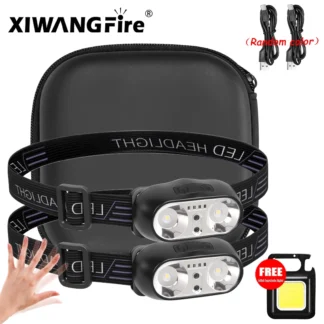 Mini linterna frontal recargable con Sensor potente, linterna frontal USB para pesca y Camping, linterna frontal LED COB