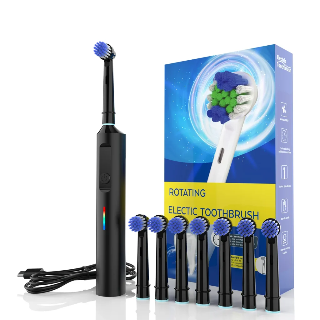 Cepillo de dientes eléctrico giratorio inteligente, cabezales de cepillo de dientes rotativos recargables, Compatible con cabezales de cepillo de repuesto Oral B