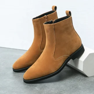 Recién llegado, botas de piel de ante nobuck, botas Retro de alta tendencia para hombre, botines de invierno informales Chelsea a la moda con personalidad para hombre