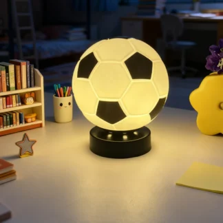 Lámpara de Mesa de Metal y Vidrio con Diseño de Balón de Fútbol, Lámpara LED Creativa para Dormitorio, Mesita de Noche, Estudio, Decoración de Escritorio, Lámpara Ambiental