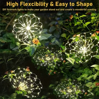Luces LED solares de fuegos artificiales para decoración de jardín, luces de hadas impermeables para exteriores, lámpara de césped de diente de león para decoración de césped y paisaje de jardín