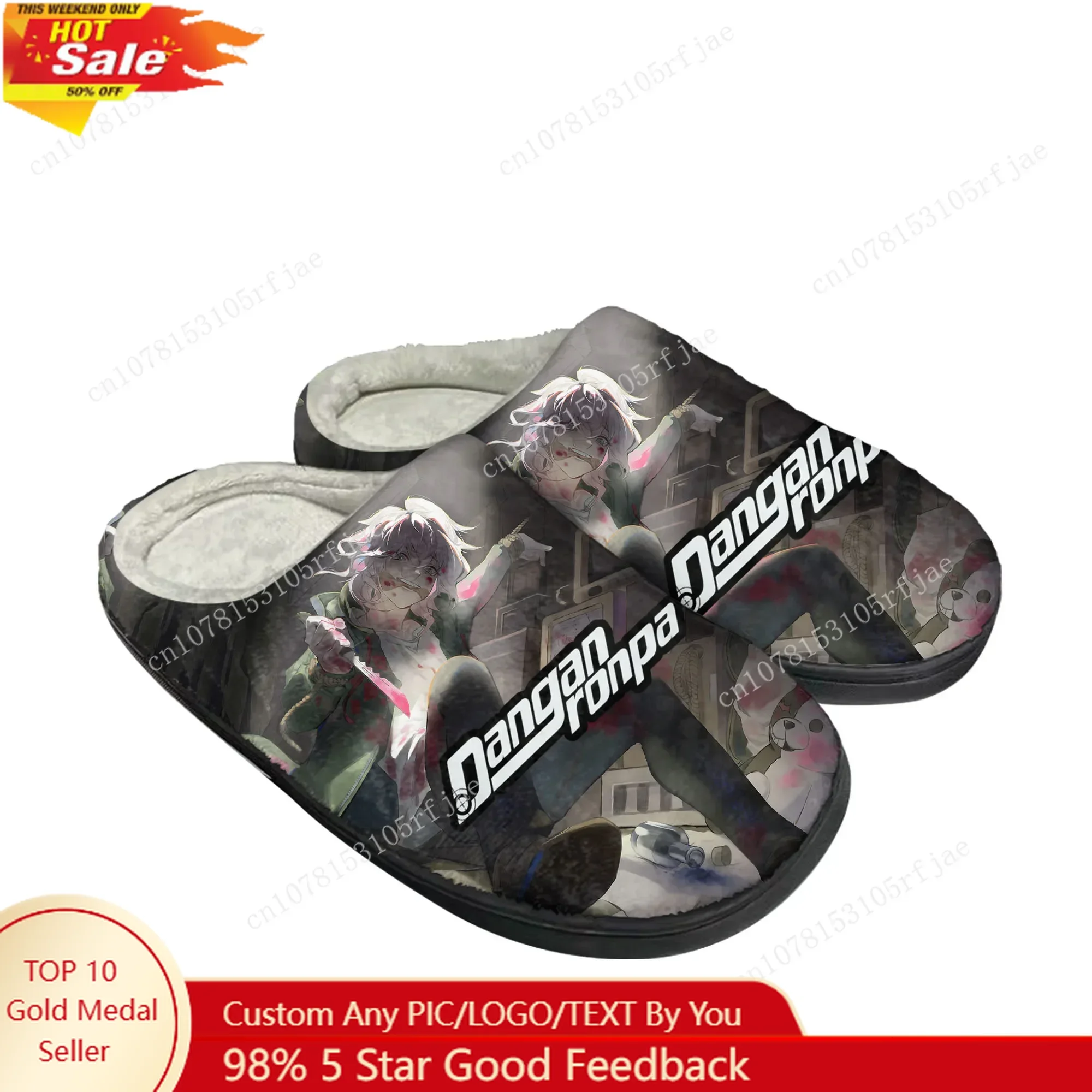 Juego de dibujos animados Danganronpa Komaeda, Zapatillas de algodón para el hogar, zapatillas informales de felpa para dormitorio para hombre y mujer, zapatos para mantener el calor, zapatillas hechas a medida a la moda