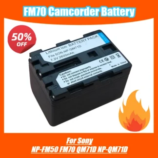Batería de videocámara FM70 de 7,2 V y 2600 mAh, para Sony NP-FM50 FM70 QM71D NP-QM71D