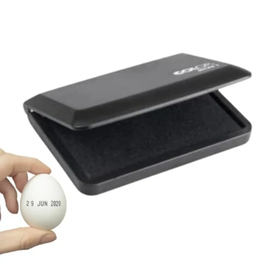 1 almohadilla de tinta con almohadilla de tinta para sellos de calidad alimentaria segura para huevos, almohadilla de tinta negra preinchada y lista para usar, ideal para marcar E