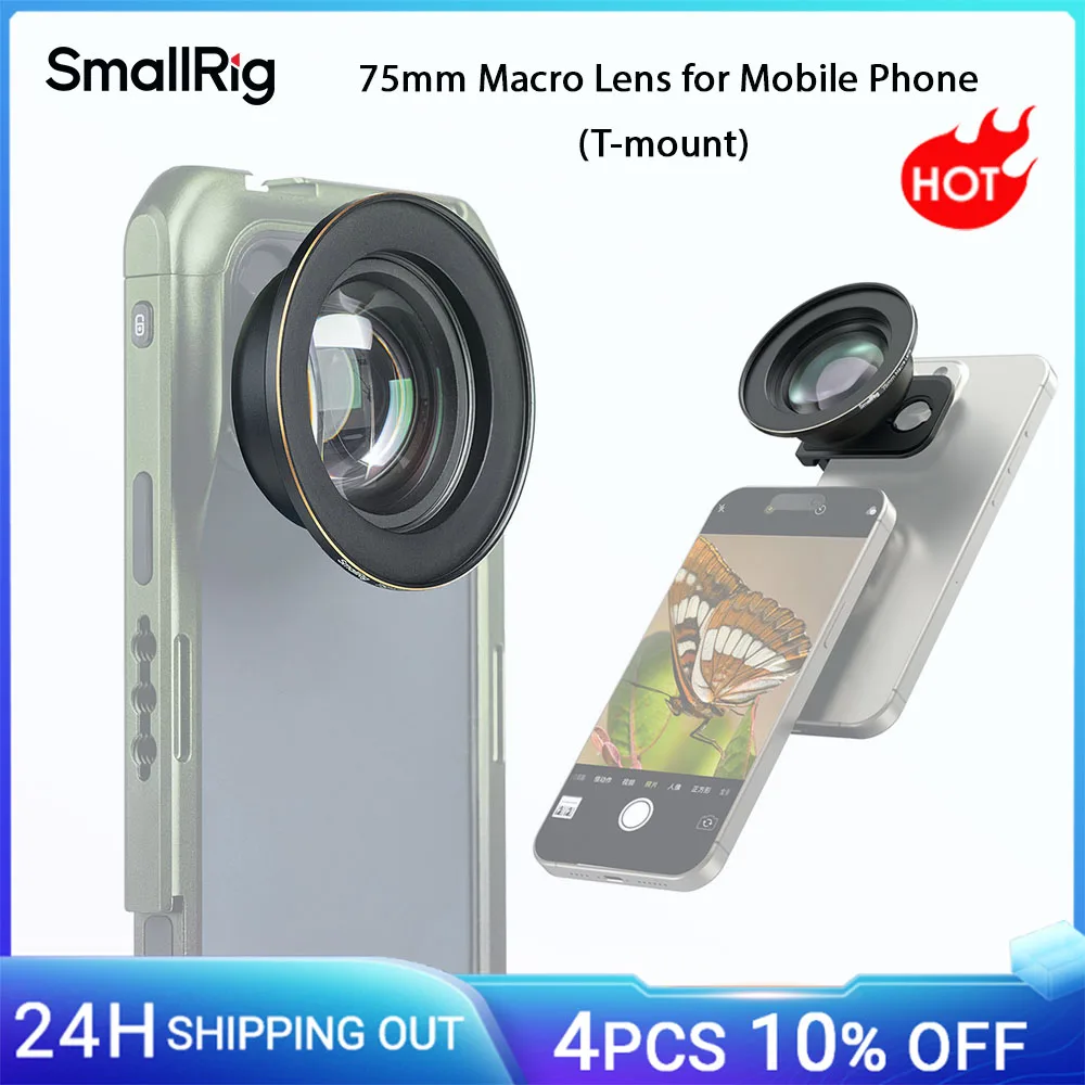 SmallRig-lente Macro maestro HD de 75mm, lente con montura en T para iPhone, Samsung, Xiaomi, fotografía Macro, accesorio para lente de cámara de teléfono