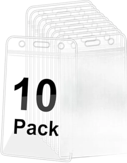 Portatarjetas de identificación: portatarjetas vertical con cremallera resellable impermeable para tarjetas de proximidad, RFID, tarjetas de crédito, paquete de 10