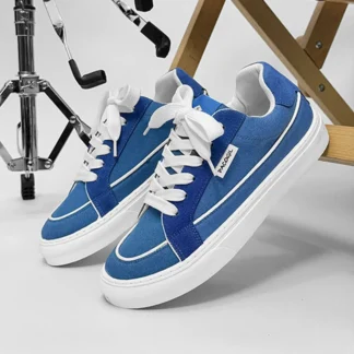 Zapatillas deportivas para hombre, zapatillas de plataforma a la moda, zapatos de Skate con cordones de suela gruesa antideslizantes, zapatos informales de lona de Color sólido