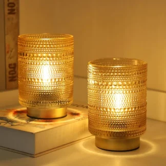 Lámpara Decorativa a Pilas con Temporizador para Dormitorio/Oficina/Patio/Mesita de Noche, Lámparas de Mesa Inalámbricas con Bombilla LED Cálida para Estante/Estantería