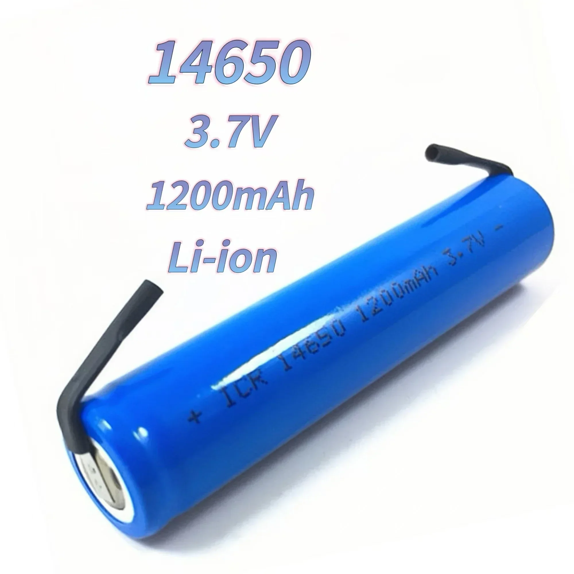 14650 batería 3,7 V 1200mAh batería de litio recargable con pestañas de soldadura para reloj linterna Walkie talkie cepillo de dientes eléctrico