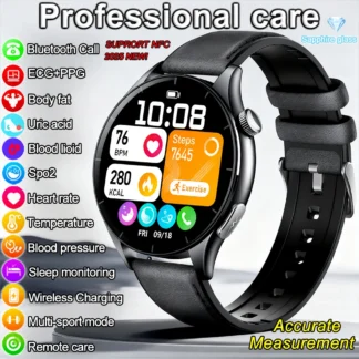 2025 nuevo NFC + ECG + PPG reloj inteligente de salud BMI ritmo cardíaco de grasa reloj de presión arterial 380mAh BT llamada IP68 pulsera deportiva impermeable