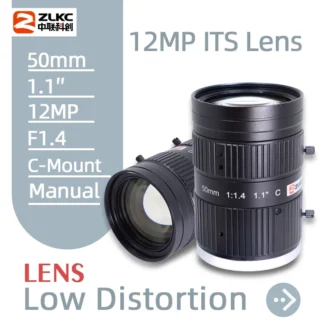 Lente ZLKC F1.4 con montura C, lente principal de 50mm, cámaras de 12MP, visión artificial, Iris Manual CMOS de 1,1 pulgadas, cámaras de baja distorsión