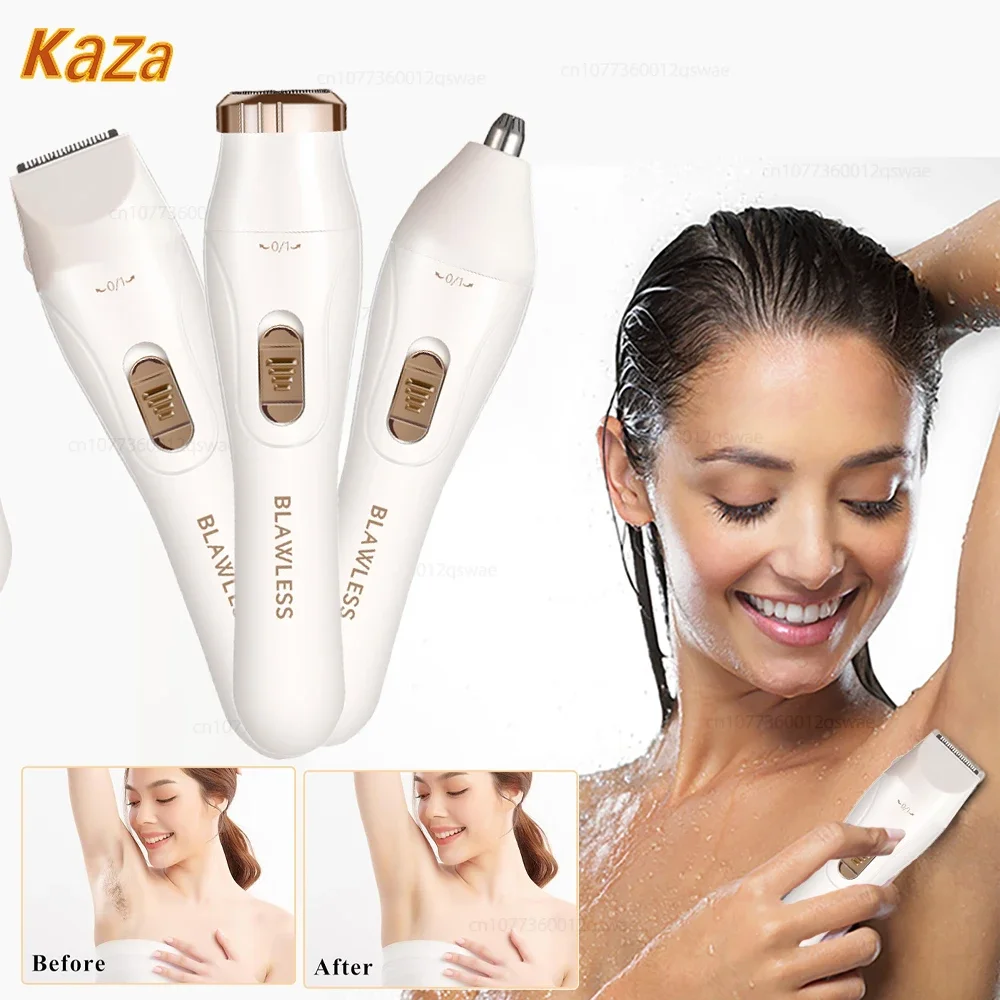 Afeitadora eléctrica para mujer, maquinilla de afeitar femenina, recortadora de Bikini, afeitadoras faciales para mujer, cuerpo, axilas, piernas, depiladora indolora portátil